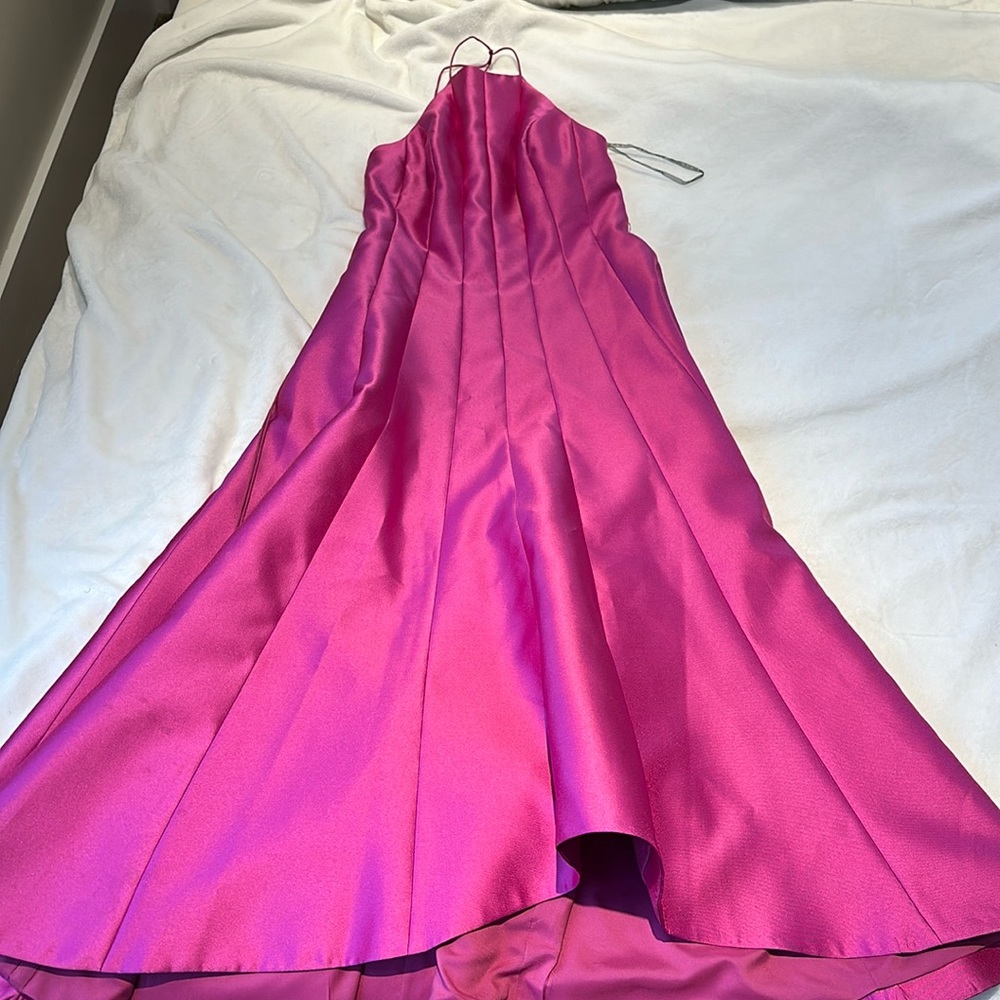 pink long hauler neck gown
